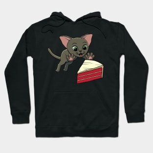 Oriental Shorthair Cat excited to eat Red Velvet Cake Hoodie